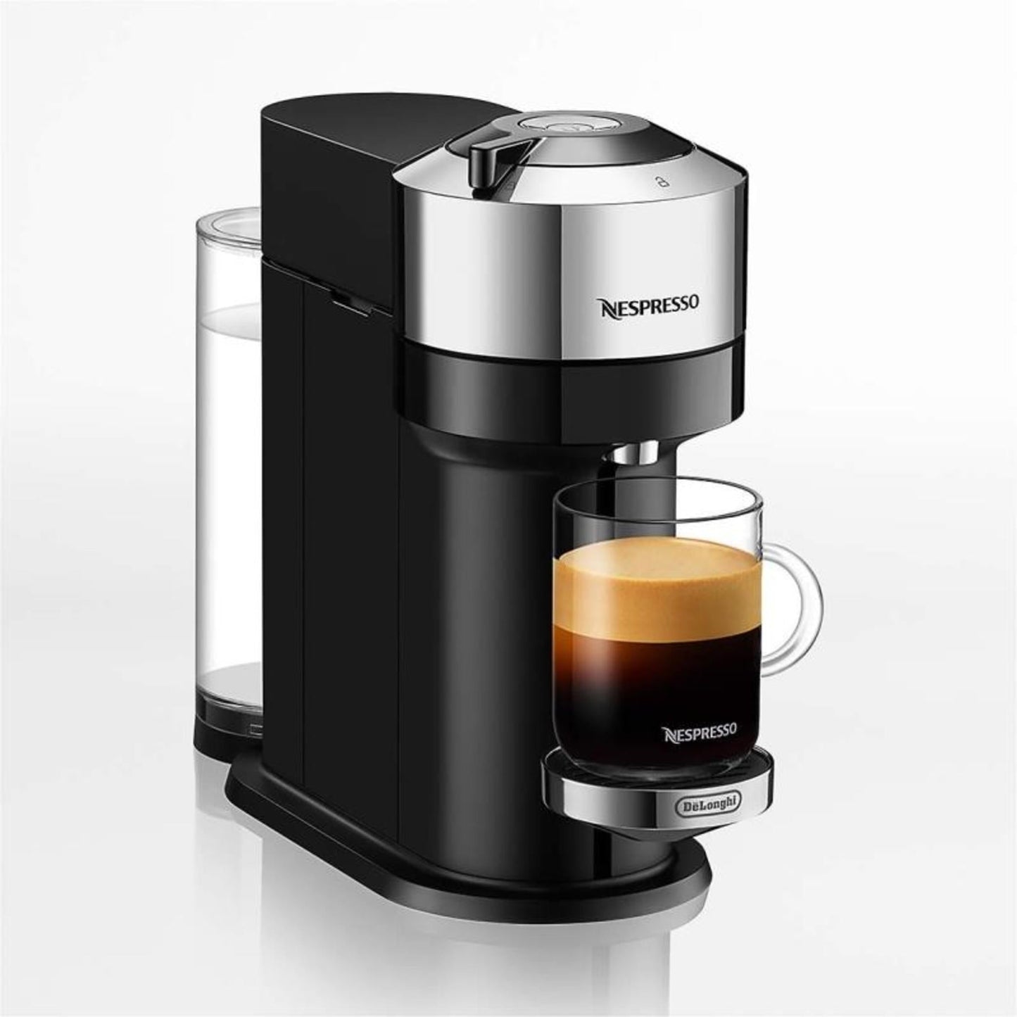 NESPRESSO VERTUO NEXT DELUXE COFFEE AND ESPRESSO MAKER BY DELONGHI CHROME