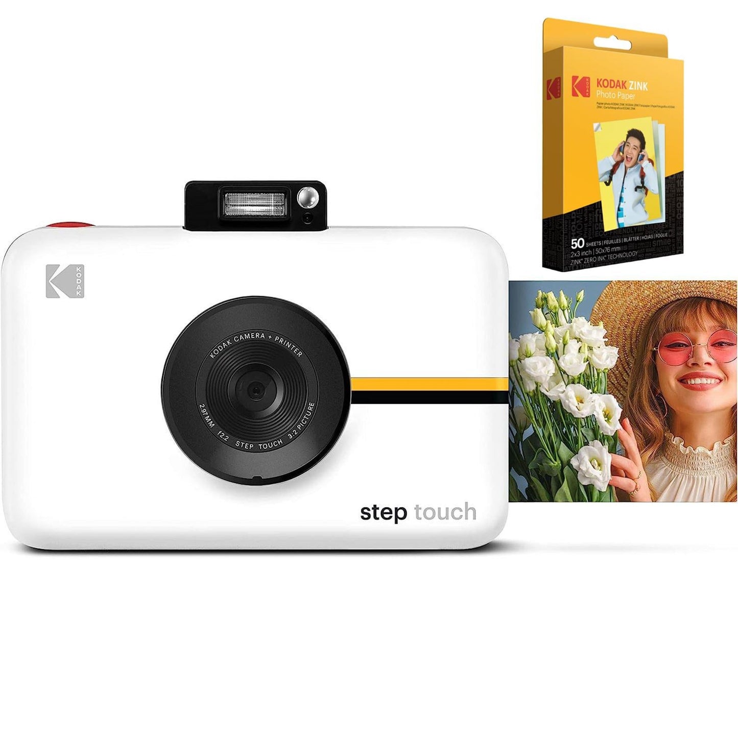 KODAK STEP TOUCH 13MP DIGITAL CAMERA & INSTANT PRINTER WITH 3.5” LCD + 50-PACK ZINK PAPER (WHITE)